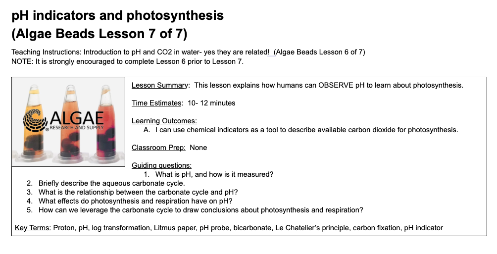 Algae Beads - pH indicators and photosynthesis