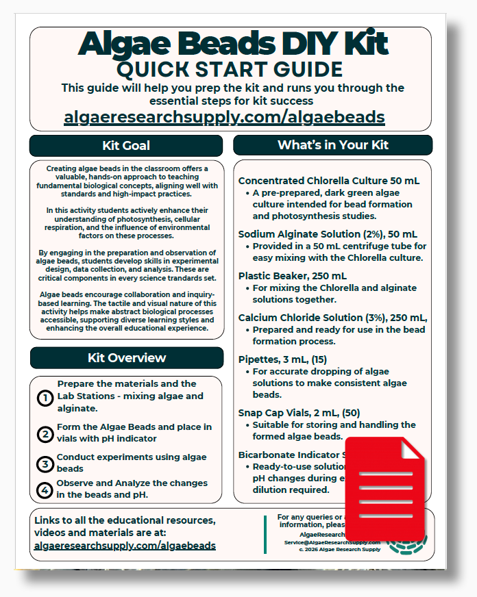 Algae Beads - Make Your Own Kit - Quick Start Guide