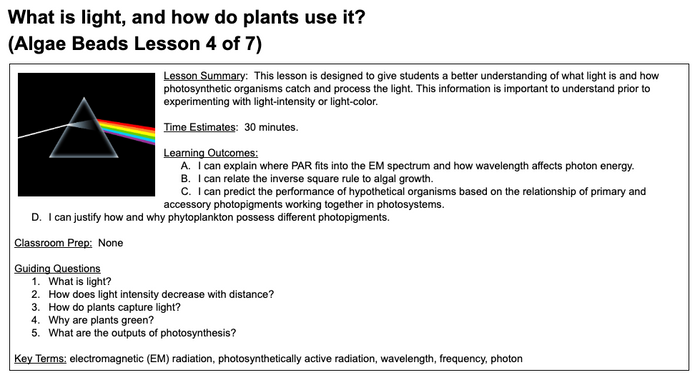 Algae Beads - What is light and how do plants use it?