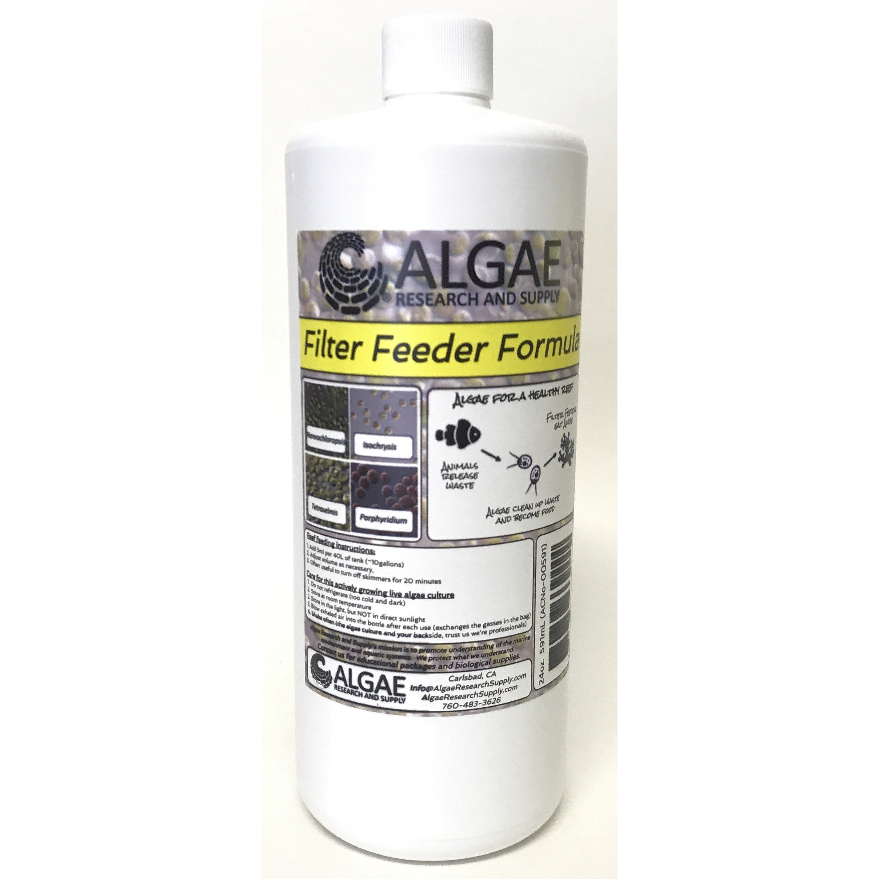 Filter Feeder Formula of microalgae is a blend of four Live Phytoplankton species.